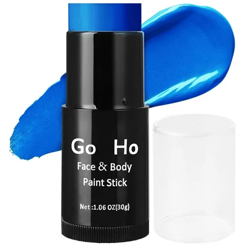 Go Ho Barra de Pintura Facial Azul Mezclable en Crema (29.99 g), Pintura Corporal y Facial Azul Real de Cobertura Total para Adultos, Niños, Palo de