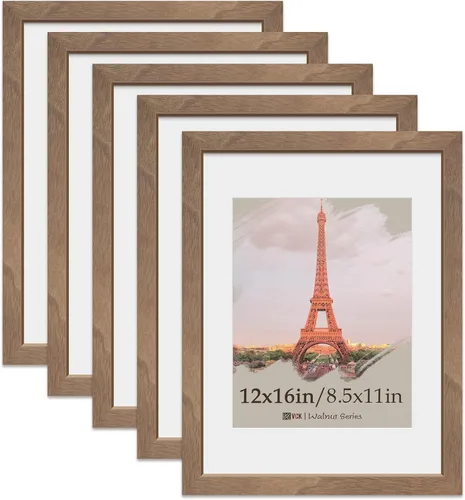 Miniatura 42 de VCK Paquete de 2 portarretratos de 5 x 7, color negro, de madera de alta gama con vidrio templado, para fotos de 4 x 6 con paspartú o 5 x 7 sin