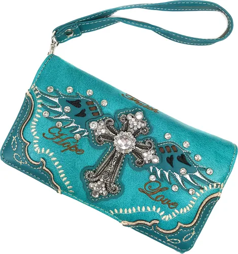 Miniatura 3 de Zelris Faith Love Hope Cross Angel Wing Bible Women Crossbody Trifold Wallet