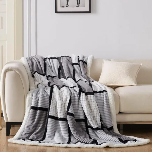 Gracelife Manta de forro polar de sherpa para sofá, manta suave y mullida cálida para mujeres y hombres, manta gruesa y suave para cama individual,