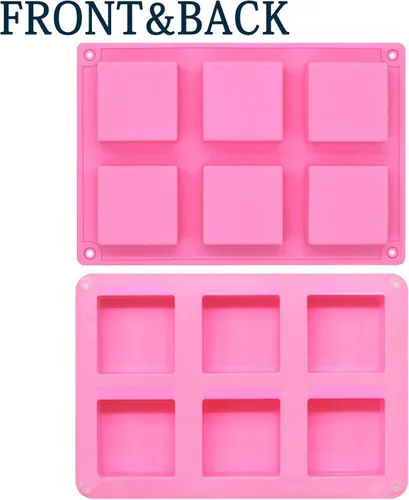 Miniatura 4 de FUNSHOWCASE Molde de silicona cuadrado de 6 cavidades para tartas, teacake, chocolate, postres, pastel de queso, pan de maíz, brownie, blanco