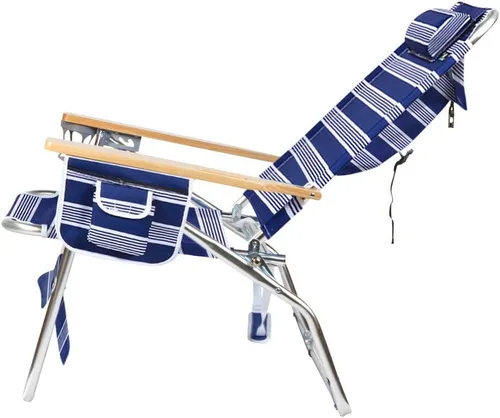 Miniatura 6 de Silla de playa grande Jumbo de 500 libras de aluminio resistente para grandes y altos, 4 posiciones reclinables