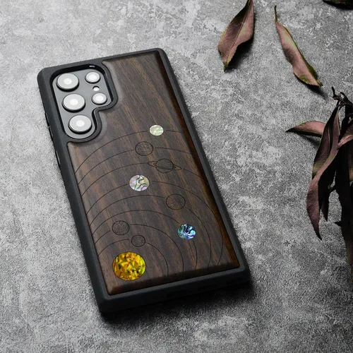 Miniatura 3 de Carveit Funda de madera de diseñador para Samsung Galaxy S22 Ultra (grabado en madera e incrustaciones de carcasa) compatible con cargadores Sistema