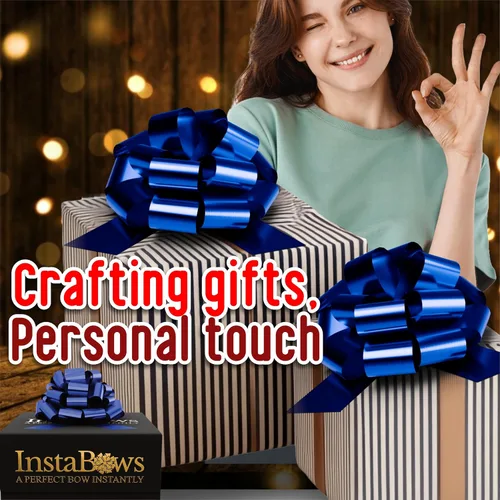 Miniatura 4 de Lazo de regalo grande azul de 12 pulgadas, lazo metálico con cuerda de tirar perfecto para envolver regalos, grandes presentes, autos, bicicletas