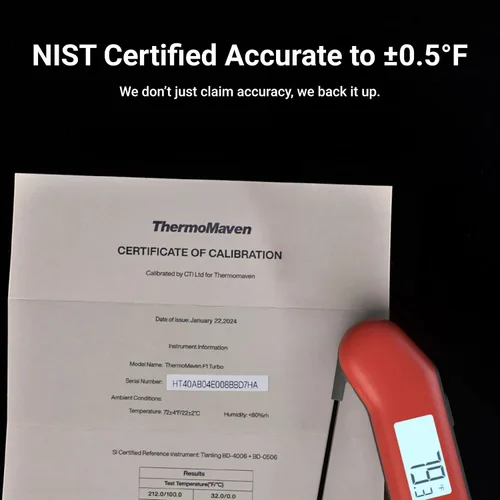 Miniatura 3 de Termómetro Profesional para Carne Digital, 3 Veces Más Rápido con Lectura Instantánea de 0.5 Segundos, Certificado NIST con Precisión ±0.5°F, 100%