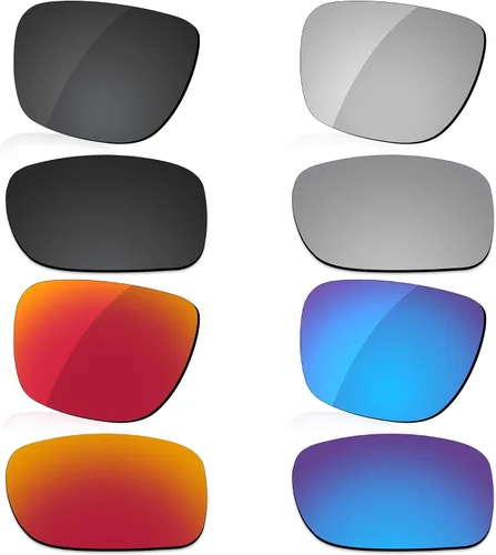 LenzReborn Lente polarizada de repuesto para gafas de sol Oakley Sliver OO9262 - Negro oscuro+gris plateado+rojo fuego+azul hielo