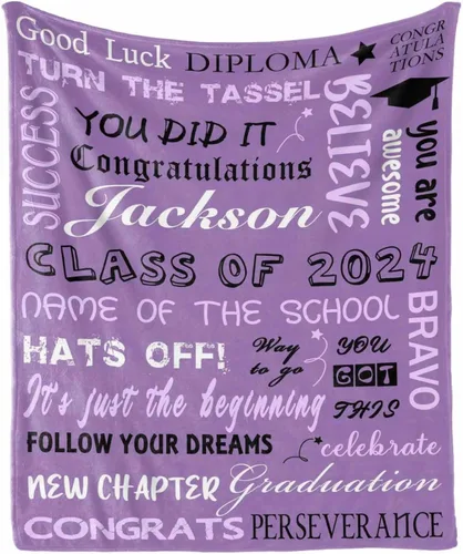 Miniatura 13 de Manta personalizada de graduación 2025 para regalo de graduación de graduado, nombre personalizado de graduado y manta escolar, manta suave y ligera