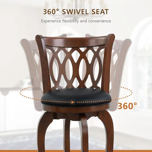 Miniatura 5 de Homelegance Taburetes giratorios tapizados de altura de barra con respaldos, Taburetes de bar de cuero sintético, 30 pulgadas de altura del asiento