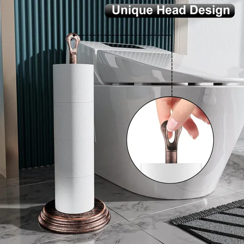 Miniatura 6 de KASUNTO Soporte de papel higiénico con soporte de papel higiénico resistente al óxido, soporte de metal para baño, soporte de rollo de papel de seda