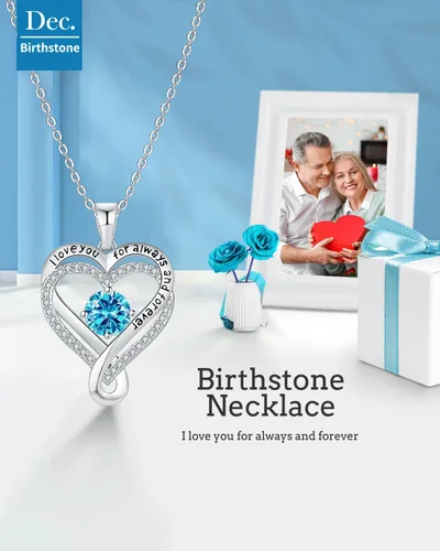 Miniatura 3 de Jewelry for Women Wife Infinity Heart Birthstone I Love You Necklace S925 Anniversary Women Necklaces for Her Wife Birthday Gift Ideas, Birthday