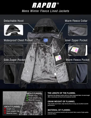 Miniatura 3 de Chaqueta de esquí de invierno para hombre, chaqueta de lluvia impermeable a prueba de viento