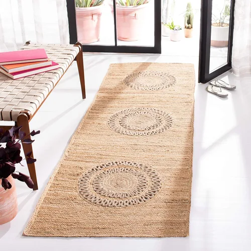 SAFAVIEH Natural Fiber Collection - Alfombra de pasillo de 2 pies 6 pulgadas x 8 pies, beige, yute bohemio hecho a mano, ideal para zonas de alto