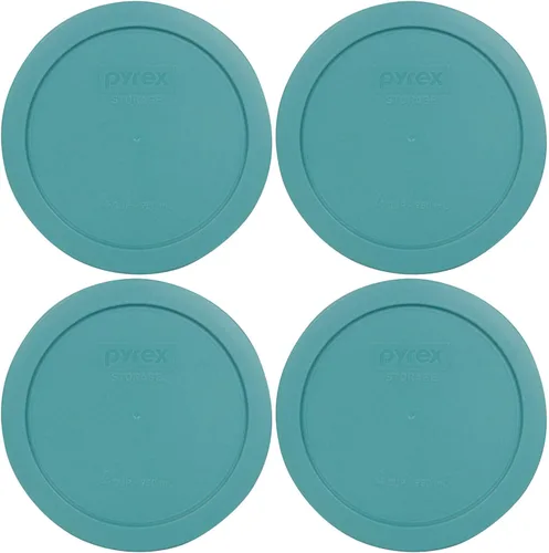 Pyrex 7201-PC 4 tazas turquesa tapa de repuesto para almacenamiento de alimentos (paquete de 4) - Fabricado en Estados Unidos