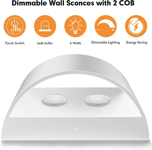 Miniatura 4 de Juego de dos apliques de pared Modernas luces LED de pared para interiores, luz de montaje en pared arriba y abajo, aluminio, cableado, regulable