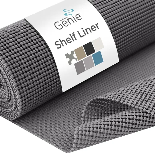 HOME GENIE - Forro para estantes, cajones y armarios, duradero con fuerte agarre, 30.5 cm x 6 m, forros no adhesivos para proteger gabinetes de Gris