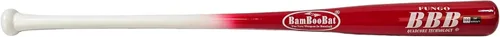 Miniatura 10 de BAMBOOBAT by Pinnacle Sports Equipment INC. Bate de béisbol de bambú para adultos Fungo Infield/Outfield 2-Mango blanco/barril escarlata