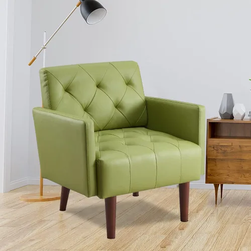 Miniatura 11 de Silla decorativa moderna, sillón de terciopelo esmerilado suave, silla tapizada con patas de carne, cómoda silla de lectura con reposabrazos anchos