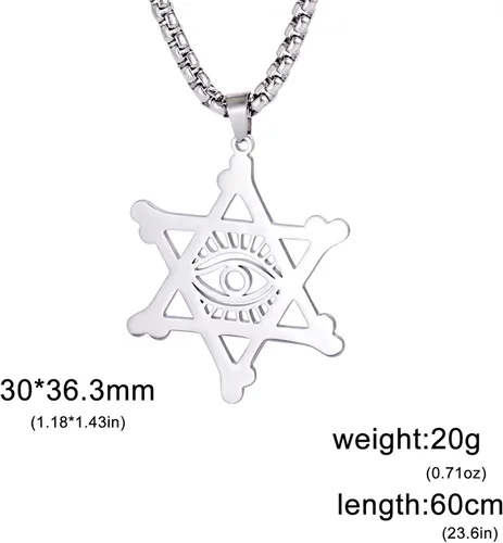Miniatura 12 de EUEAVAN Collar con dije de estrella de David contra el mal de ojo de seis puntas con dije de estrella de David, hexagrama demoníaco religioso