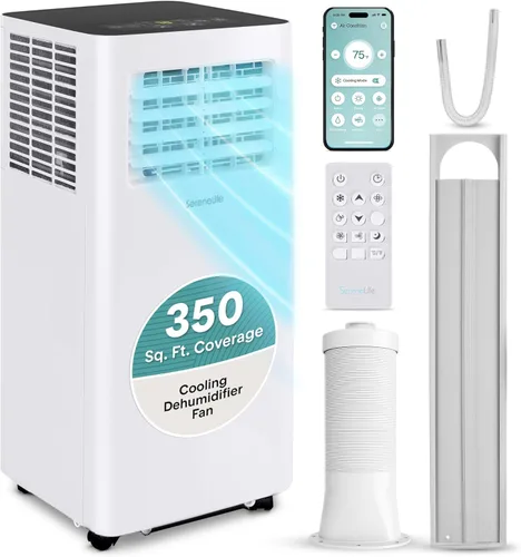 SereneLife - Pequeño aire acondicionado portátil de 8,000 BTU con deshumidificador incorporado - Unidad de aire acondicionado portátil para