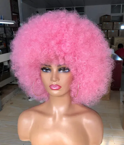 Miniatura 3 de ANNISOUL Pelucas afro para mujeres negras, peluca corta y rizada afro de los años 70, pelucas voluminosas enormes esponjosas, sintéticas de primera
