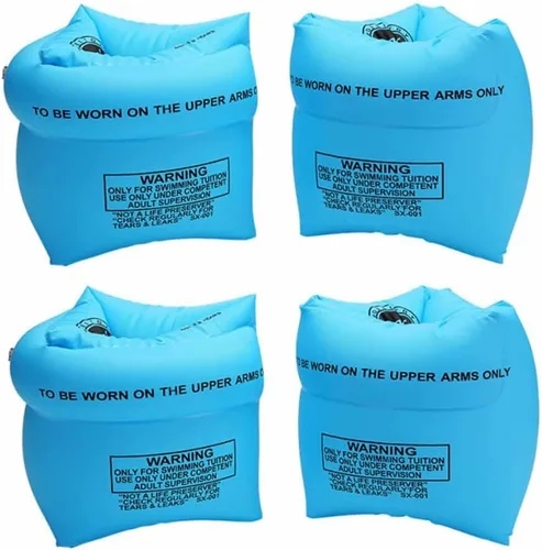 Miniatura 9 de 2 – 4 unidades de flotadores inflables de natación, alas de agua flotantes, anillo de brazo de natación para niños y adultos 30-150 libras Azul