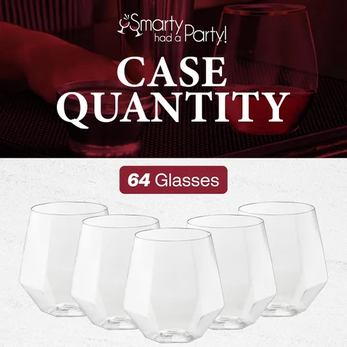 Miniatura 7 de Smarty Had A Party Copas de vino de 12 onzas, paquete de 64 copas de plástico transparente sin tallo, irrompibles y desechables para fiestas