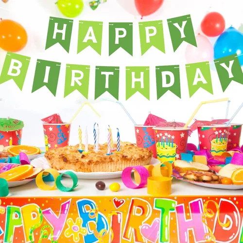 Miniatura 2 de Pancarta Negra de Feliz Cumpleaños Letrero Banderín Guirnalda de Feliz Cumpleaños para Niños Niña Mujer Cumpleaños Decoraciones de Fiesta de Té
