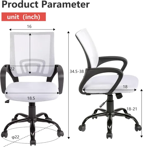Miniatura 3 de PayLessHere Silla de Oficina para Computadora Ergonómica Económica Silla de Escritorio Ajustable Cómoda de Respaldo Medio con Ruedas Giratoria