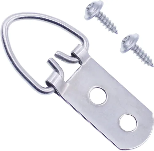 Miniatura 6 de Ganchos de fotos de anillo en D resistentes con tornillos, 20 piezas de accesorios grandes y anchos para colgar fotos, 2 agujeros para pinturas