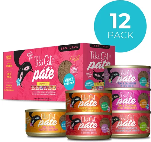 Miniatura 2 de Tiki Cat Grill - Paquete variado de paté, combinaciones de pescado real en hojuelas, comida húmeda para gatos con alto contenido en proteínas