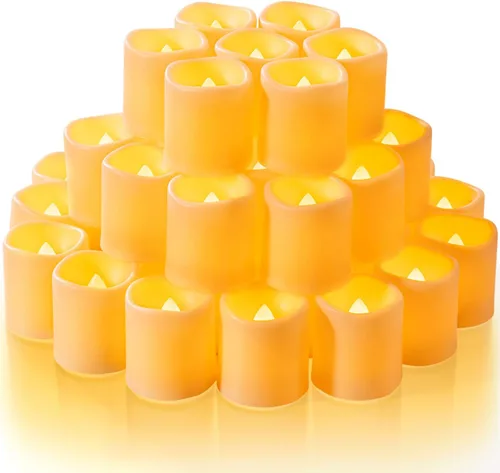 Miniatura 11 de Homemory - Paquete de 100 velas votivas sin llama parpadeantes, velas falsas eléctricas de más de 200 horas, luz de té LED operada