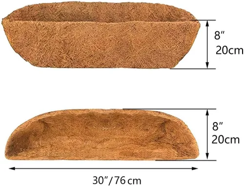 Miniatura 2 de 2 piezas de revestimiento de coco de 24 pulgadas, maceta de pared reemplazable para caja de ventana, cestas de flores de valla