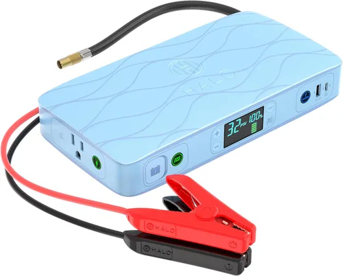 Miniatura 10 de HALO Bolt Ultimate 2 - Arrancador de batería portátil para automóvil Compresor de aire de 130 PSI, banco de energía USB de 55.5 Wh con salida