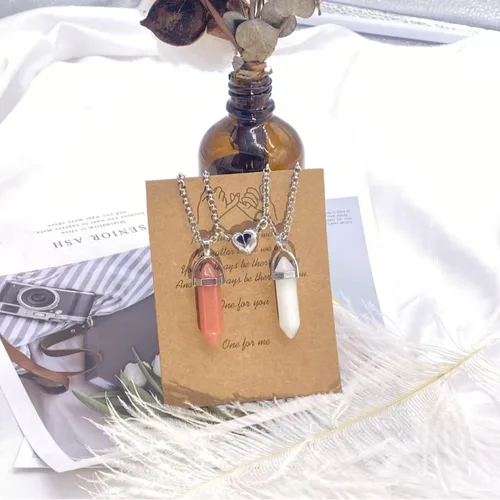Miniatura 28 de Collar magnético de corazón dividido a juego para parejas, colgante de atracción mutua de cristal, regalo de joyería de amistad para mejores amigos