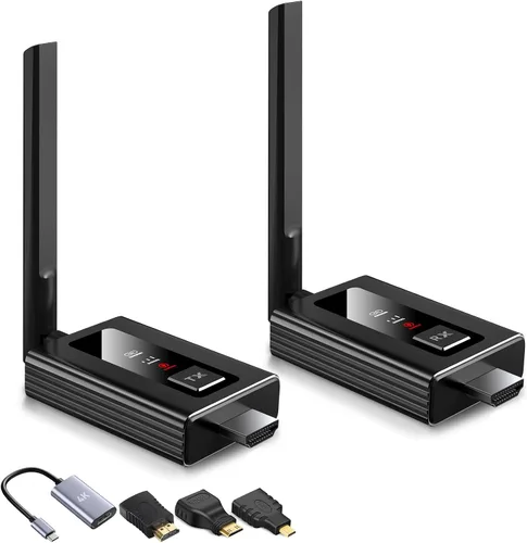 Transmisor y receptor HDMI inalámbrico, gama mejorada de 50 m/165 pies, video de alta definición de 1080P a 60Hz, extensor HDMI inalámbrico 5G/2.4G