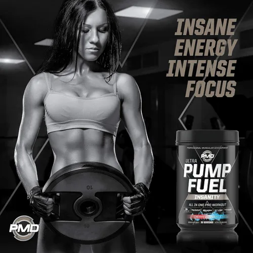 Miniatura 4 de PMD Sports Ultra Pump Fuel Insanity - Pre entrenamiento - Cherry Bombsicle (30 porciones) Sports CG5 Premium Creatina y L-Glutamina en polvo