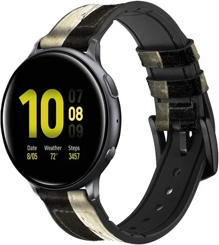 CA0398 Spartan Warrior Helmet Leather & Silicone Smart Watch Band Strap for Samsung Galaxy Watch, Watch3 Active, Active2, Gear Sport, Gear S2