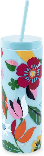 Miniatura 11 de kate spade new york Vaso aislado con popote reutilizable, taza de viaje de acrílico negro de 24 onzas con tapa, lunares Polka Dots