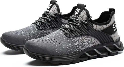 Miniatura 6 de SUADEX Zapatos deportivos con punta de acero para hombres y mujeres, indestructibles, ligeros, cómodos, antideslizantes, puntera compuesta