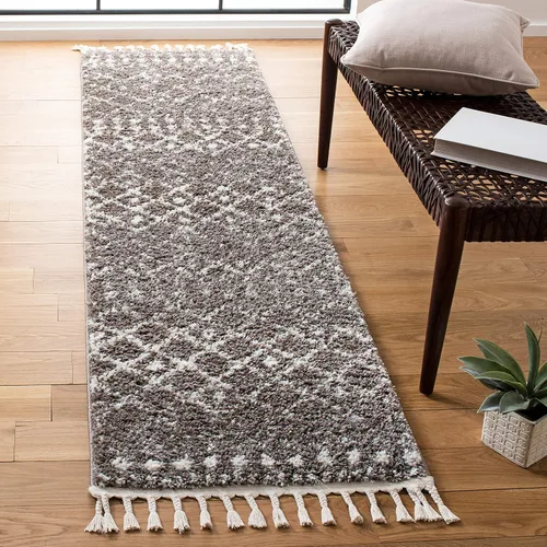 Miniatura 12 de SAFAVIEH Berber Fringe Shag Collection - Alfombra decorativa de 2 pies 2 pulgadas x 4 pies, color crema y azul, diseño, no desprende pelusa