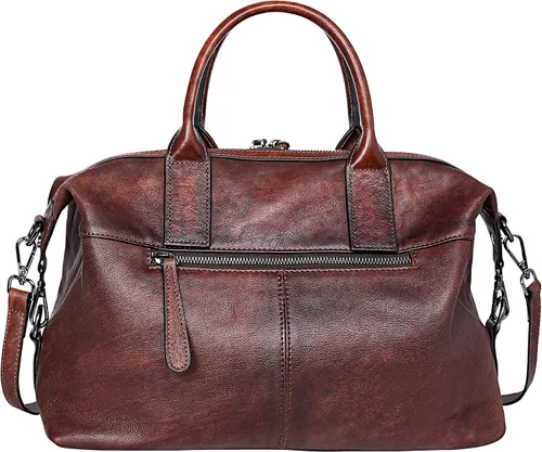 Miniatura 4 de Iswee - Bolso de hombro de cuero genuino, bolso tote con diseño de morral, con asa superior, bolso de gran capacidad, bolso cruzado