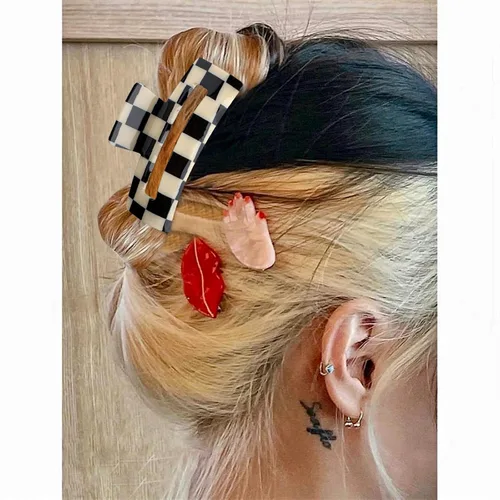 Miniatura 7 de Magicsky 10 pinzas para el cabello para mujer, pinzas grandes acrílicas de mármol ópalo para cabello grueso y delgado, bonitos pasadores de mariposa