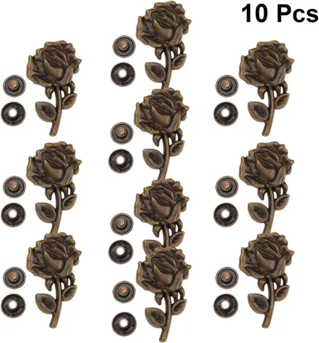 Miniatura 6 de EXCEART Juego de 10 cierres de botón a presión de estilo retro de 0.62 x 1.10 pulgadas, accesorios de hebilla con base para bolsos de costura