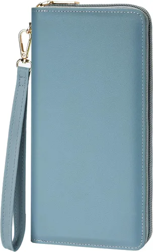 Miniatura 81 de Chelmon - Monedero para mujer de cuero genuino con bloqueo de señal RFID, para tarjetas de crédito