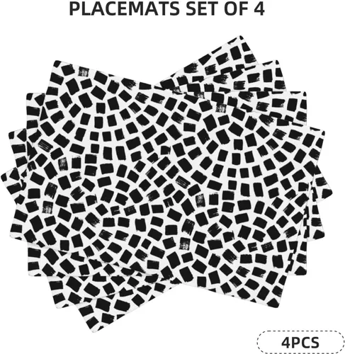 Miniatura 7 de Fiokroo Juego de 4 manteles individuales de mosaico negro, manteles individuales con antideslizantes, resistentes al calor, lavables para comedor