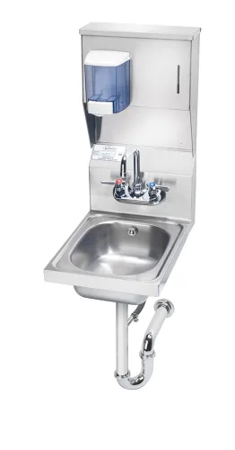 Krowne HS-31 fregadero de mano, para montar en la pared, 33.02cmde ancho x 43.85cmde profundidad x 69.575cmH OA, 8"H backsplash, 9-3/4" de ancho x