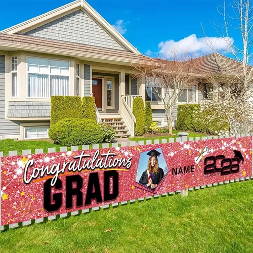 Miniatura 10 de Decoraciones personalizadas para fiestas de graduación 2026 – Cartel de felicitación de graduación grande – Cartel de fondo de graduación