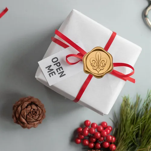 Miniatura 5 de SWANGSA Fleur De Lis - 50 calcomanías de sello de cera de oro antiguo, para invitación, tarjetas de felicitación, envoltura de regalos Flor de Lis
