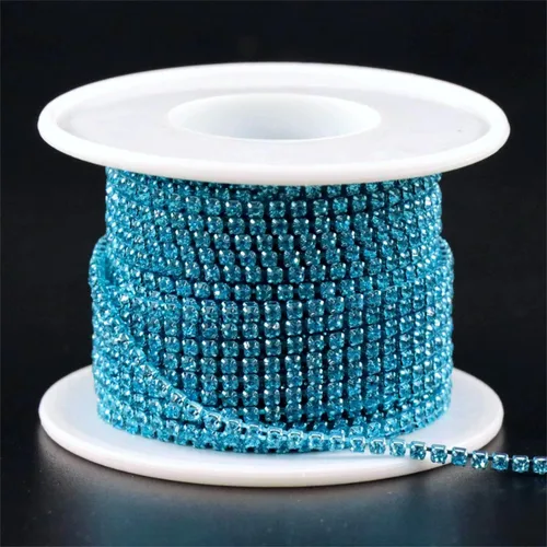 Miniatura 2 de Jerler Cadena de cierre SS6.5/0.079 in con diamantes de imitación de cristal de 10 yardas para manualidades de costura, ideal para bodas, fiestas