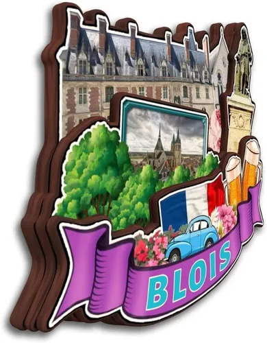 Miniatura 2 de Blois Centre-Val de Loire Francia - Imán de madera para nevera, colección 3D, hecho a mano, viajes, ciudad, recuerdos, nevera, regalo